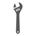 Adjustable wrench glyph icon, tool and repair, monkey wrench sign, vector graphics, a solid pattern Royalty Free Stock Photo