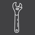 Adjustable wrench line icon, build and repair Royalty Free Stock Photo