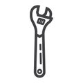 Adjustable wrench line icon, build and repair Royalty Free Stock Photo