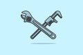 Adjustable wrench and Pipe Wrench tool vector illustration. Mechanic and Plumber working tool equipment icon concept. Working tool