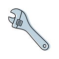 Adjustable wrench sketch. Construction tool. Color vector illustration Royalty Free Stock Photo