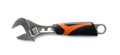 Adjustable wrench on white, top view. Plumber tools Royalty Free Stock Photo