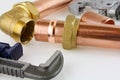 New plumbing copper pipework ready for construction Royalty Free Stock Photo