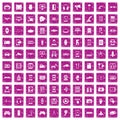 100 adjustment icons set grunge pink Royalty Free Stock Photo