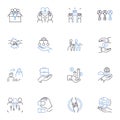 Adjustment line icons collection. Adaptation, Transition, Modification, Accommodation, Reorientation, Correction