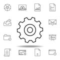 adjustment settings gear outline icon. Detailed set of unigrid multimedia illustrations icons. Can be used for web, logo, mobile