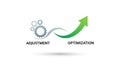 Adjustment to Optimization: Gear Mechanism and Ascending Arrow for Growth, a Modern Vector Royalty Free Stock Photo