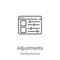 adjustments icon vector from interface browser collection. Thin line adjustments outline icon vector illustration. Linear symbol