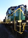 ADK RR green locomotive engine #1835 on track Royalty Free Stock Photo