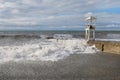 Black sea and observation tower in Adler resort, Russia