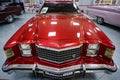 ADLER, RUSSIA - JANUARY 30, 2022: Front view of a large red American retro car in the Nik Panuli Automobile Museum of Adler, Royalty Free Stock Photo