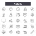 Admin line icons, signs, vector set, outline illustration concept
