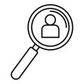 Admin magnify glass icon, outline style