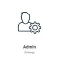 Admin outline vector icon. Thin line black admin icon, flat vector simple element illustration from editable strategy concept Royalty Free Stock Photo