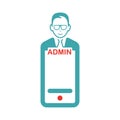 Admin sign on smartphone screen vector illustration.