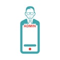 Admin sign on smartphone screen vector illustration. Royalty Free Stock Photo