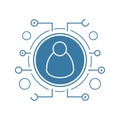Admin user flat linear long shadow icon