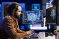Admin using computer for artificial intelligence computing