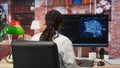 Admin writing artificial intelligence code on computer Royalty Free Stock Photo