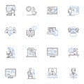 Administering line icons collection. Supervising, Managing, Governing, Organizing, Directing, Controlling, Overseeing