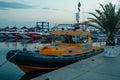 Administration boat in Marina Dinevi yacht port in Sveti Vlas, Bulgaria