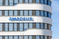 Administration building with of the company amadeus blue lettering logo in bad homburg, Germany taken on 13.02.2021