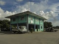 Administration building and parking around it in Peleliu North Harbor Port