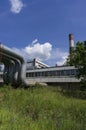 Administration building `Southern thermal power plant` with pipeline Royalty Free Stock Photo