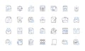 Administration folders line icons collection. Organization, Filing, Management, Cataloguing, Arrangement, Categorizing