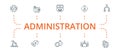 Administration icon set. Contains editable icons theme such as custom code, delegating tasks, optimization method and