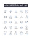 Administration and law line icons collection. Management, Governance, Regulation, Authority, Jurisdiction, Oversight