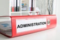 Administration wording on a binder Royalty Free Stock Photo