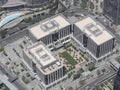 Administrative blocks of government buildings for department of defense and home ministry. Perspective view of the Korean embassy. Royalty Free Stock Photo