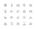 Administrative command line icons collection. Control, Authorize, Regulate, Manage, Direct, Govern, Coordinate vector