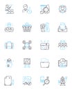 Administrative committee linear icons set. Governance, Management, Leadership, Decision-making, Authority, Coordination