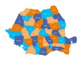 Administrative counties of Romania. Simple flat vector map Royalty Free Stock Photo
