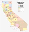 Administrative county map of the federal state of california by population density