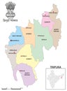 Administrative district map of the Indian state of Tripura, 2024 Royalty Free Stock Photo