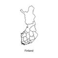 Finland map color line element. Border of the country.