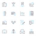 Administrative duty linear icons set. Management, Organization, Documentation, Coordination, Scheduling, Communication Royalty Free Stock Photo
