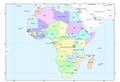 administrative map of the boundaries of the African continent,