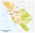 Administrative map of the California region San Francisco Bay Area Royalty Free Stock Photo