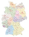 Administrative map of Germany Royalty Free Stock Photo