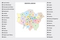 Administrative map of Greater London region, United Kingdom