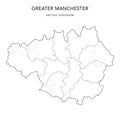 Administrative Map of Greater Manchester as of 2022 - Vector Illustration