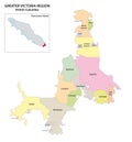 Administrative map of the greater Victoria region, Vancouver Island, British Columbia, Canada