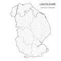 Administrative Map of Lincolnshire as of 2022 - Vector Illustration