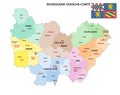 Administrative map of the new french region Bourgogne-Franche-Comte