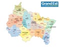 Administrative map of the new french region grand est with logo