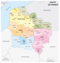 Administrative map of the new french region Hauts de France Royalty Free Stock Photo